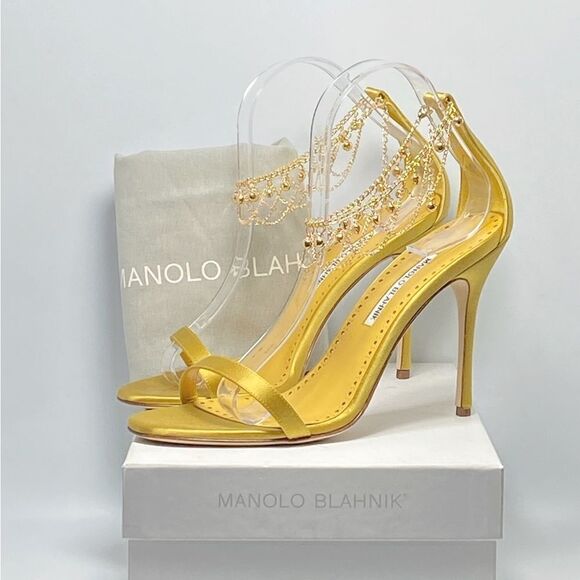 Manolo Blahnik Campanillasan 105MM Satin Sandals size 39.5 - Picture 10 of 12